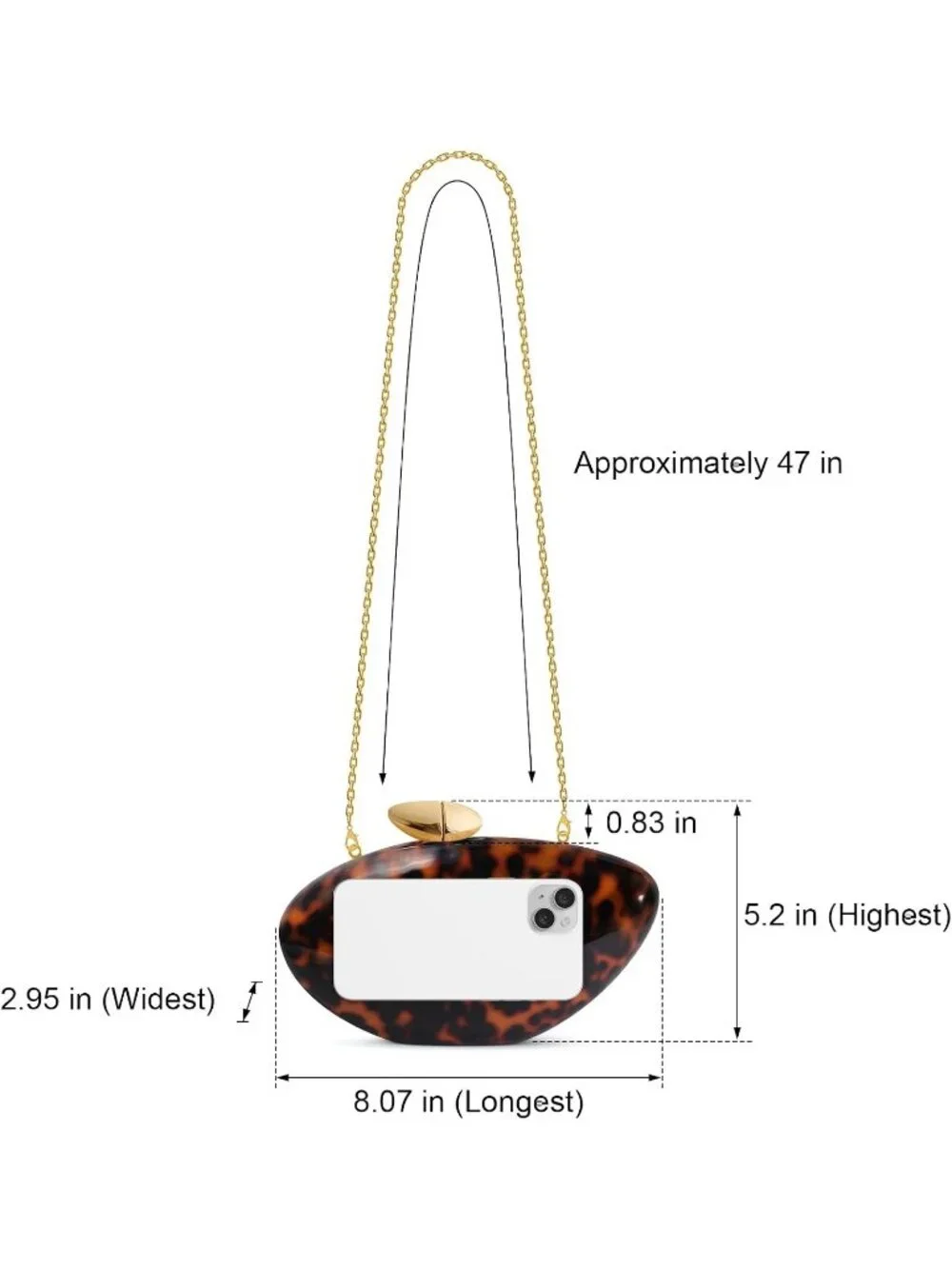 Women's Marble Amber Tortoise Shell Acrylic Clutch Purse Gold Evening Handbag